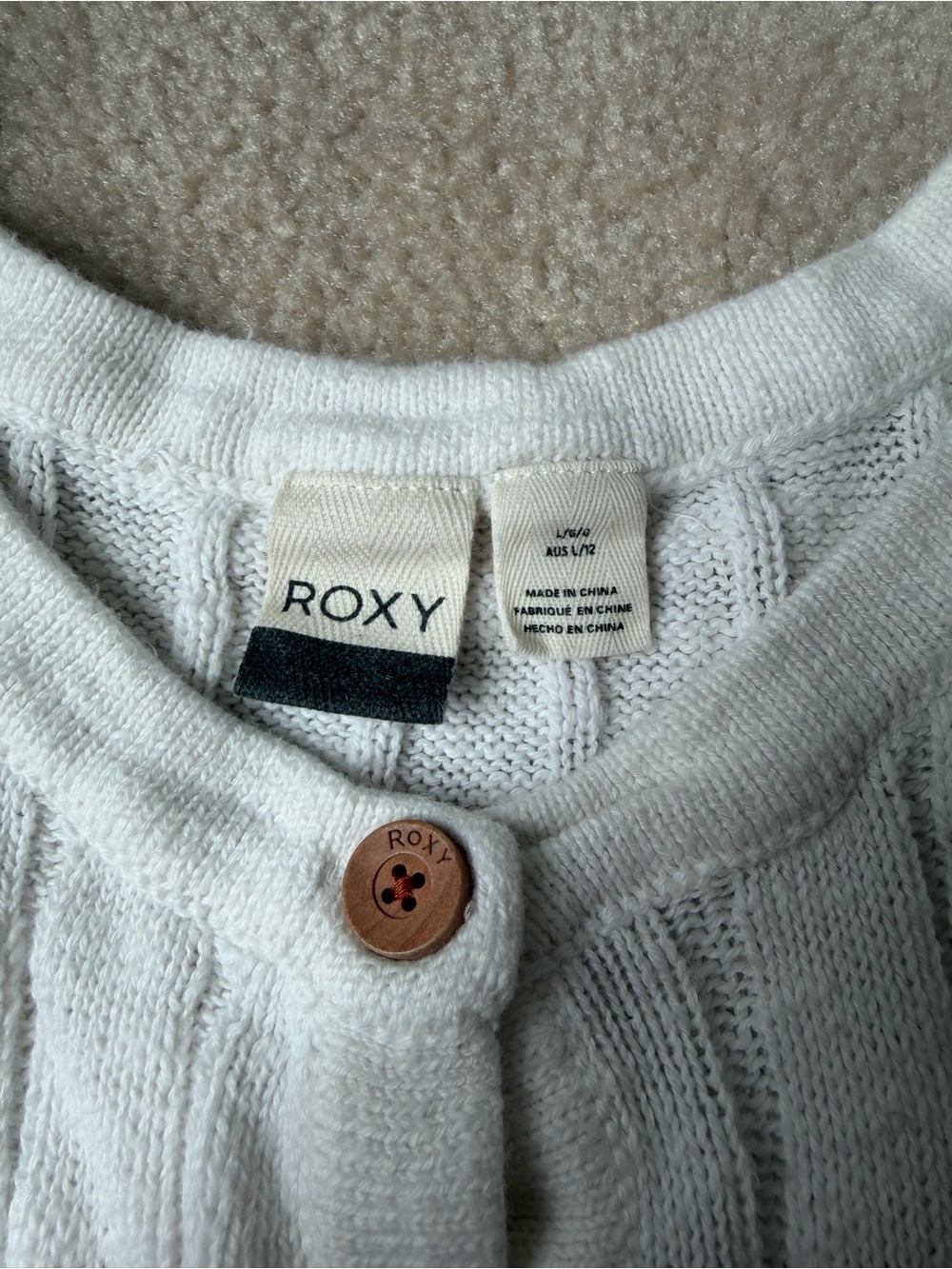 Roxy Cream Ribbed Button-Front Camisole - Picture 2 of 3